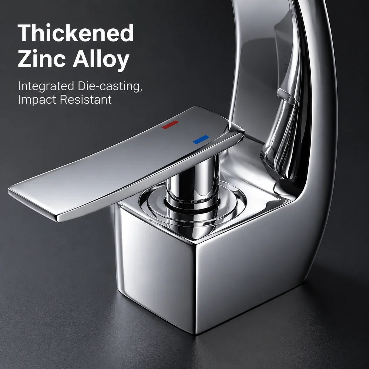 Mirror Bright Chrome Zinc Alloy Handle Basin Faucet