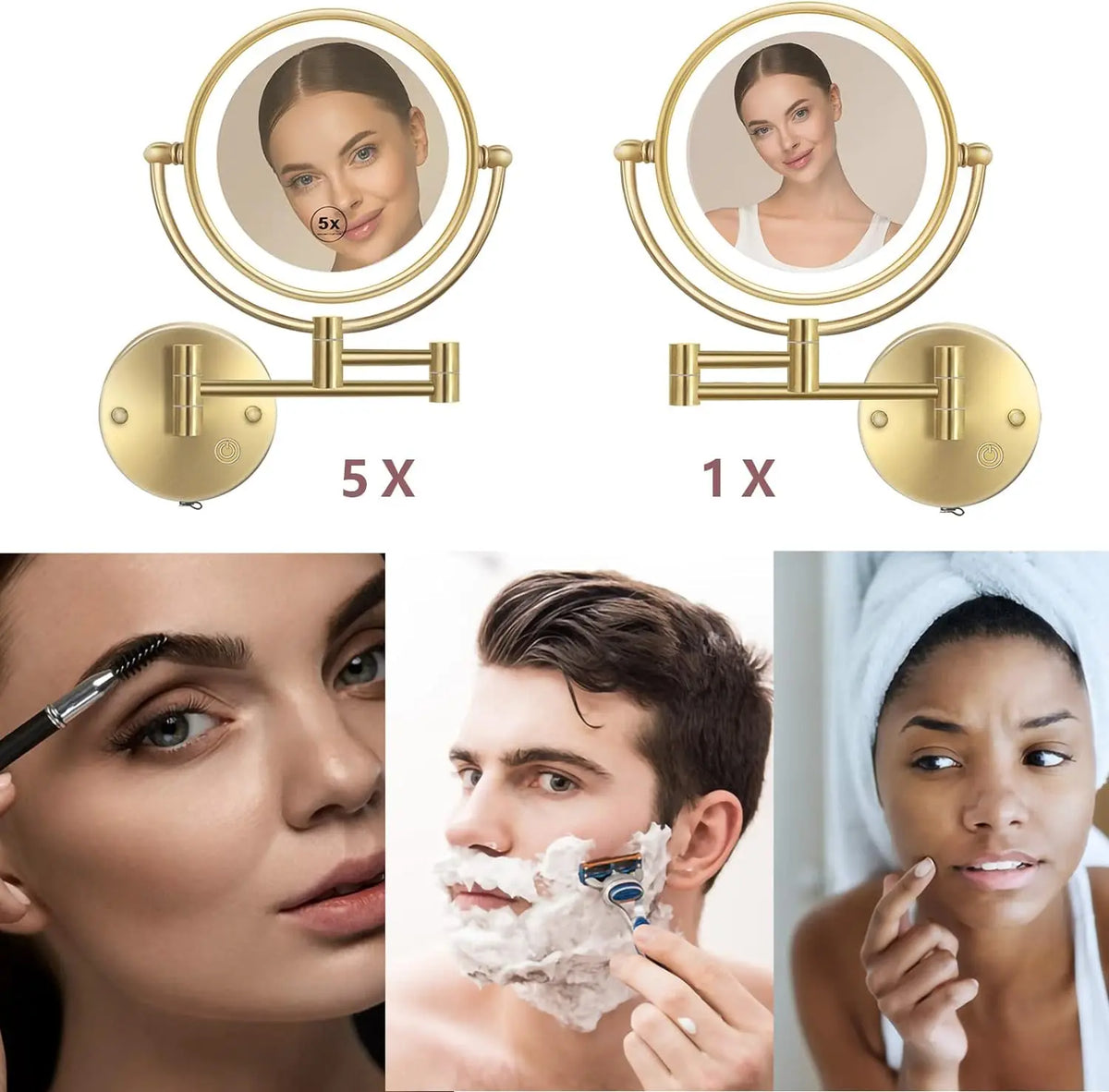 10x Magnifying Led Makeup Mirror Touch On Dual