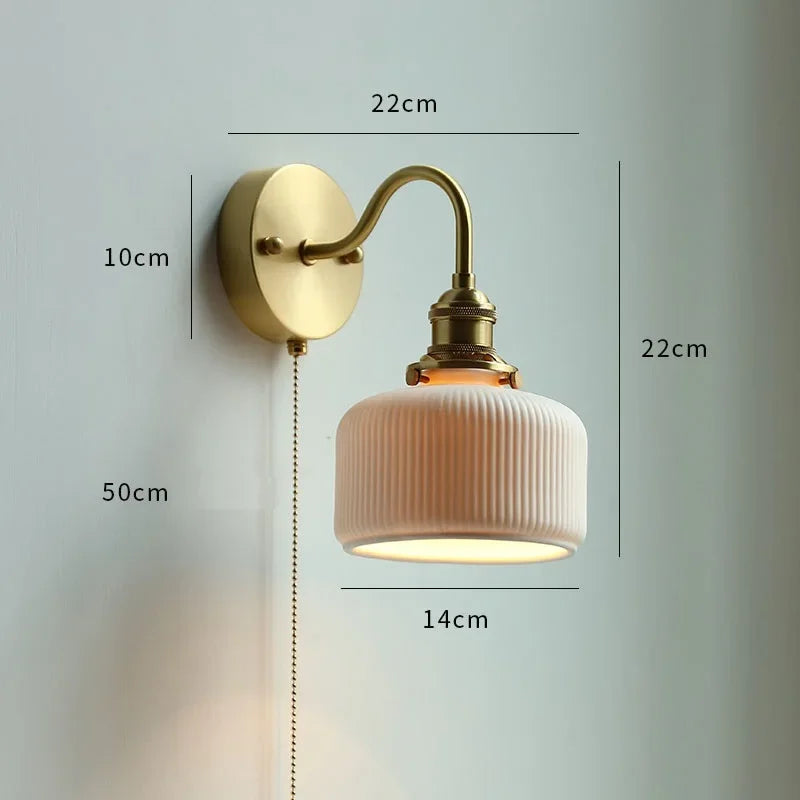 Ceramic Modern Wall Lamp Beside Pull China Switch