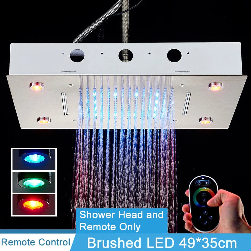 Shinesia Black Thermostat Rainfall Concealed Shower Led Hidden