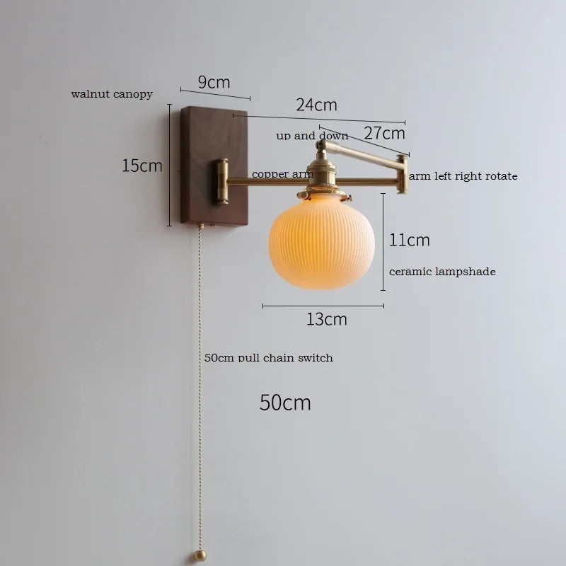Iwhd Walnut Ash Wood Led Wall Lamp Sconce