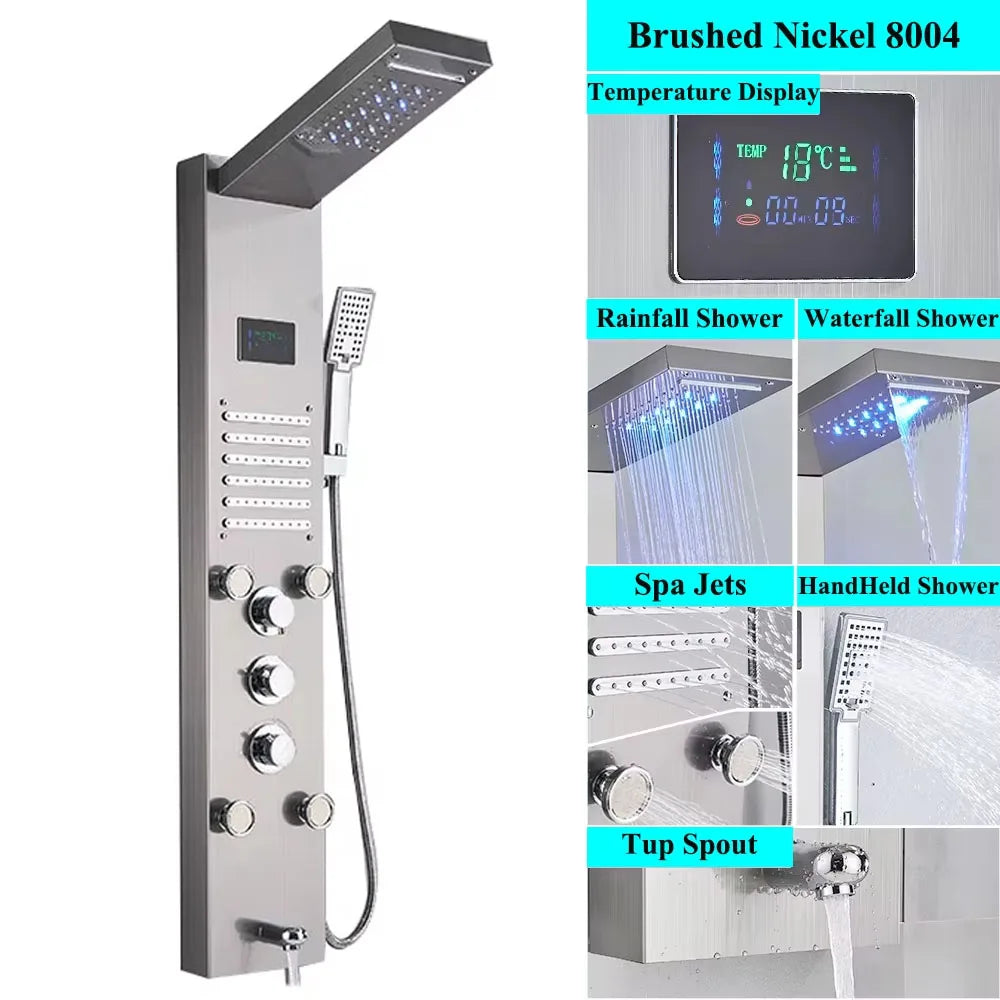 Led Shower Panel Tower System Rain Waterfall Shower