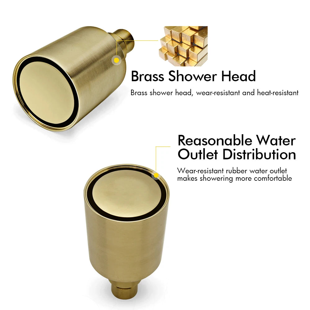 Bathroom Faucet Dial Way Brushed Gold Thermostat Shower