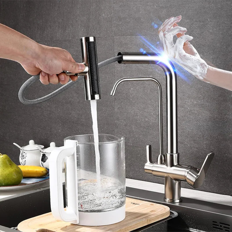 Waterfall Touch On Filter Faucets Brass Cold Pull