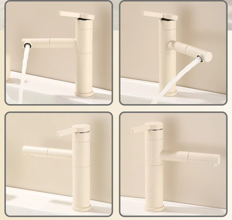 Milk White Handle Deck Mounted Basin Sink Faucet