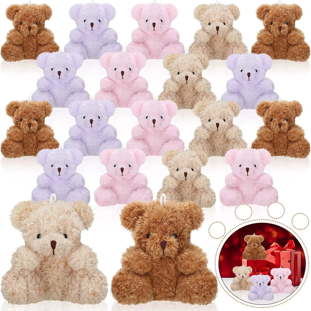 12-96pcs Mini Bear Plush Stuffed Small Teddy Bear
