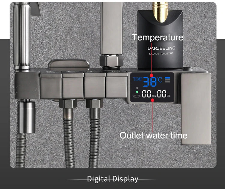 Piano Digital Display Thermostatic Bathroom Shower Cold Brass