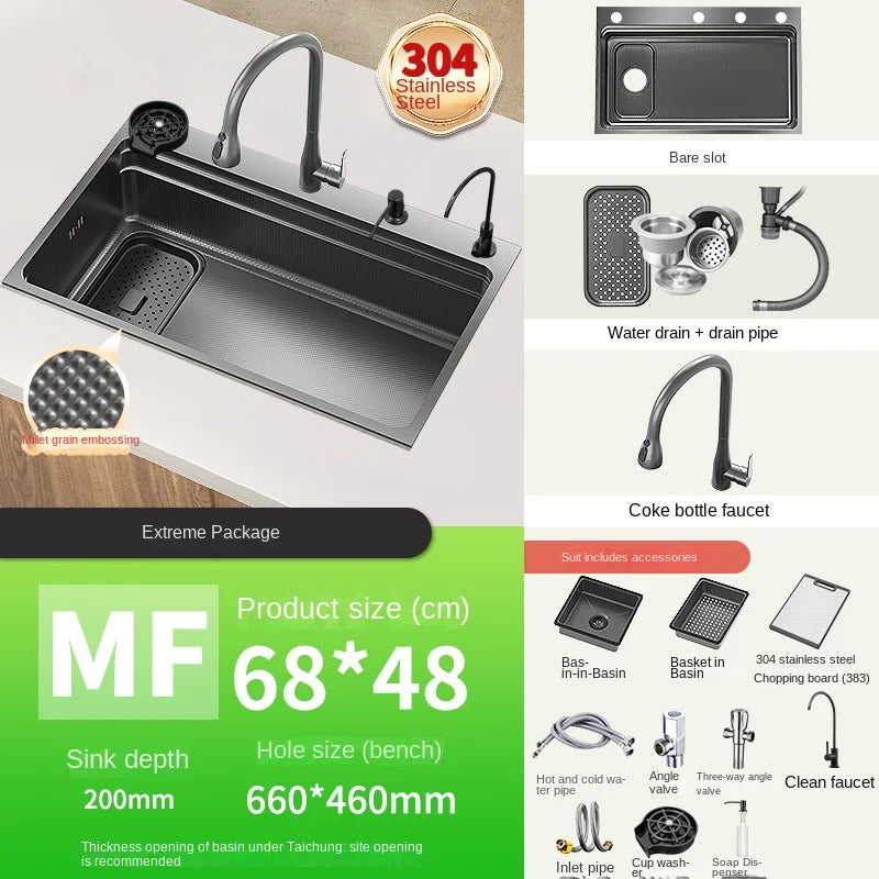 304 Stainless Steel Sink Black Large Slot Wash