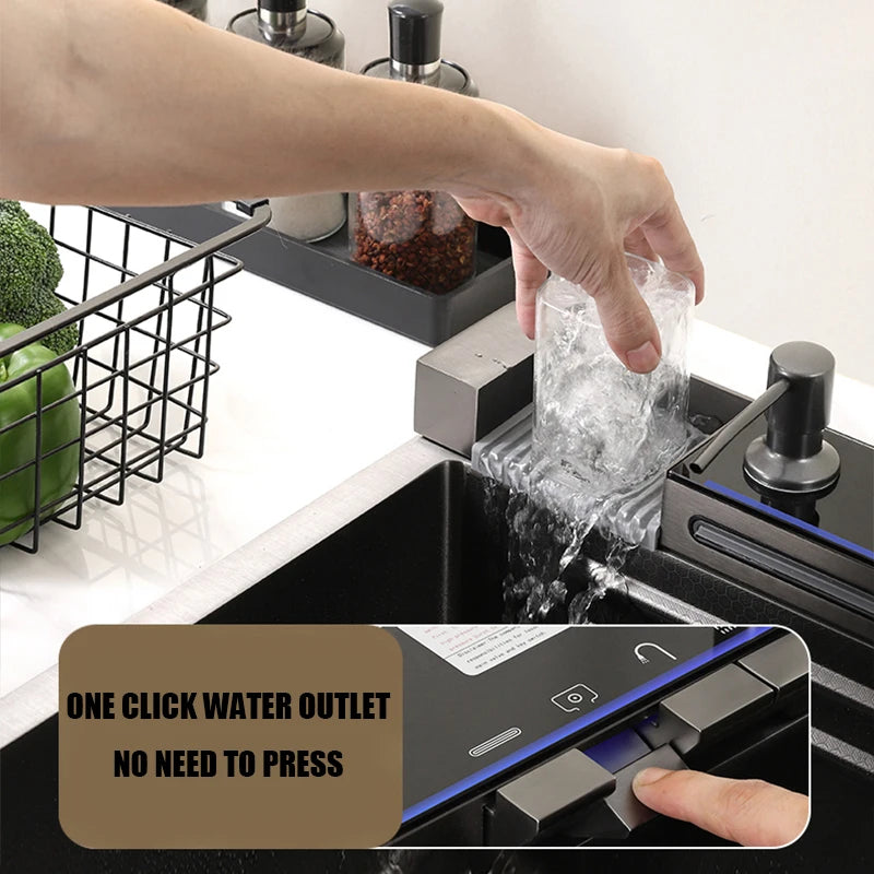 304stainless Steel Sink Faucet Rainfall Spout Pull Out