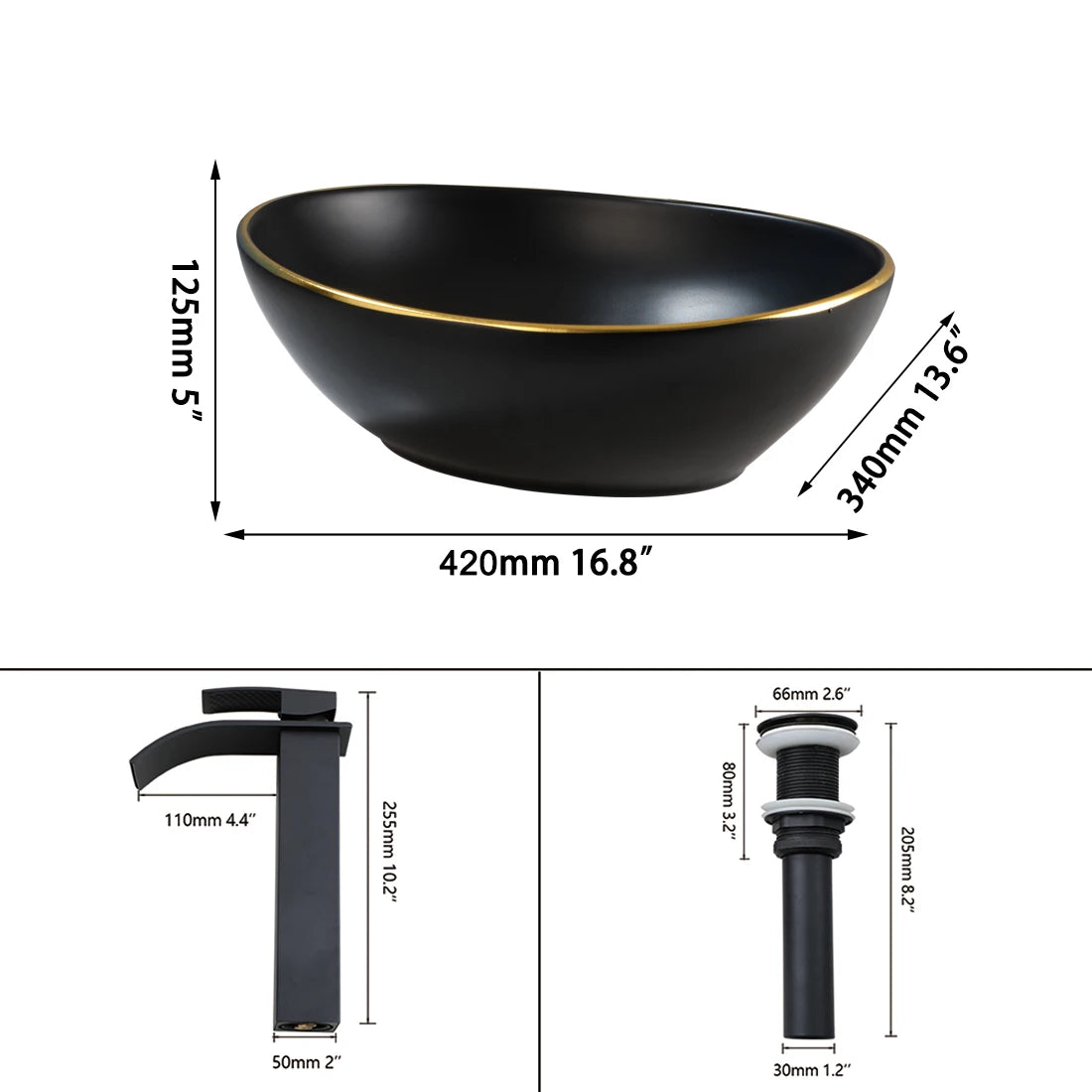 Kemaidi Oval Vessel Sink Faucet White Marbling Bathroom