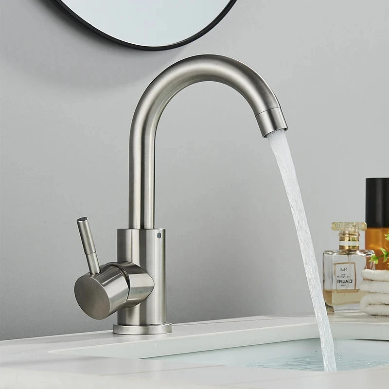 304 Stainless Steel Bathroom Basin Faucet Cold Wash