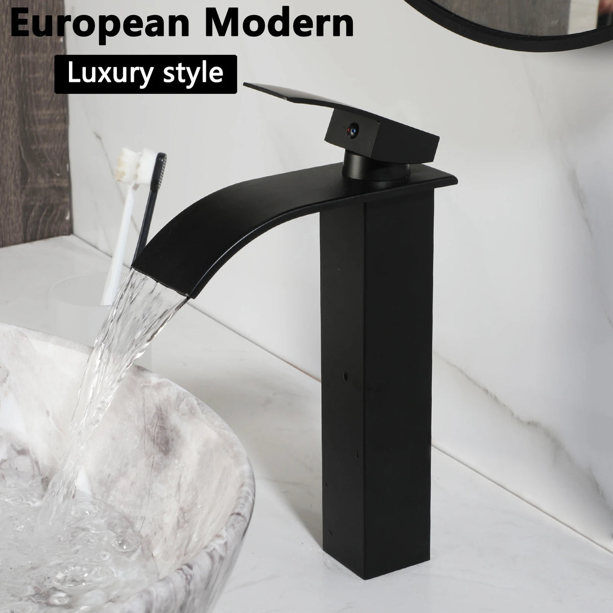 Kemaidi Oval Vessel Sink Faucet White Marbling Bathroom