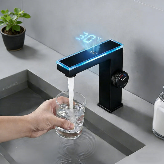 Modern Bathroom Faucet Led Temperature Display Smart Bathroom