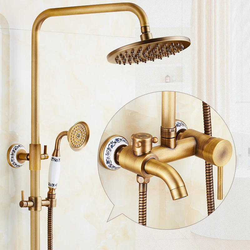 Brass Bathroom Faucet Shower Type Head Antique Brass