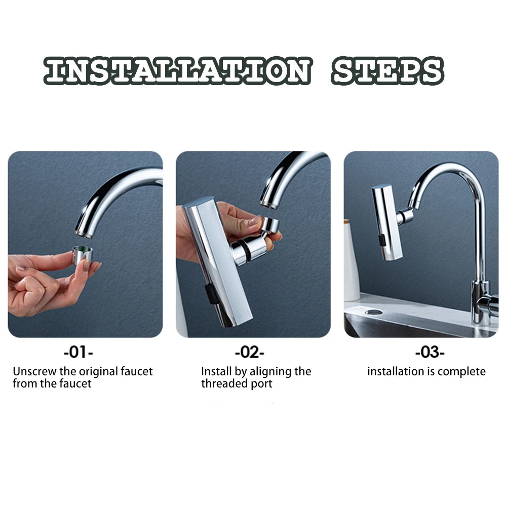 360 Rotating Waterfall Faucet Universal Splashproof Extension