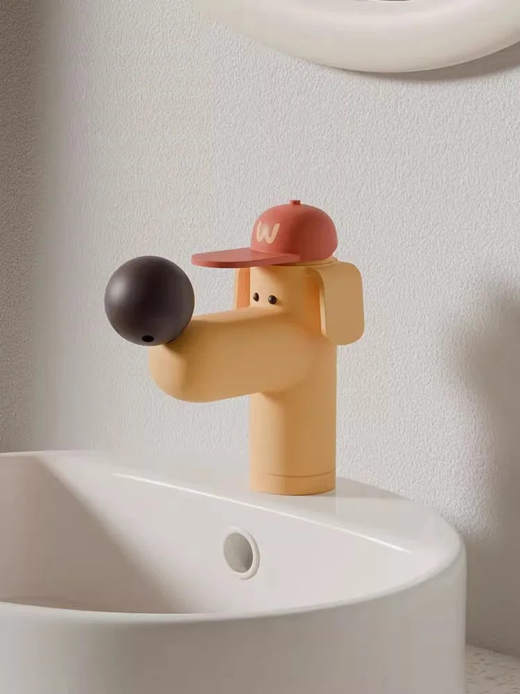Lovely Dog Basin Faucet Cold Bathroom Lever Brass