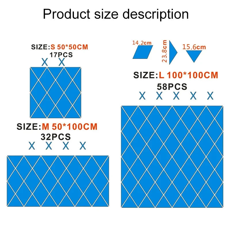 3d Mirror Stickers Acrylic Triangles Self-Adhesive Diamonds Diy