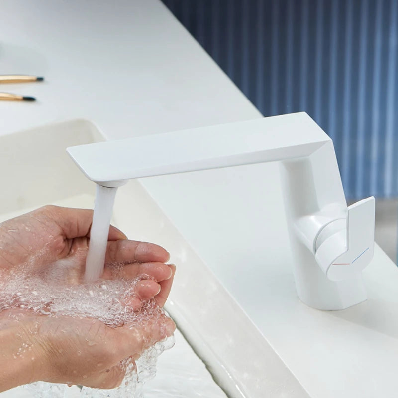 Brass Main Sink Faucet White Bathroom Cold Sink
