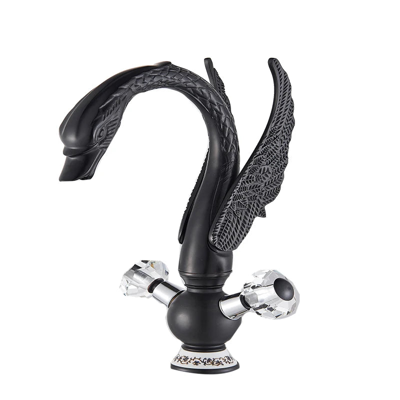 Brass Gold Black Swan Basin Faucet Deck Mounted