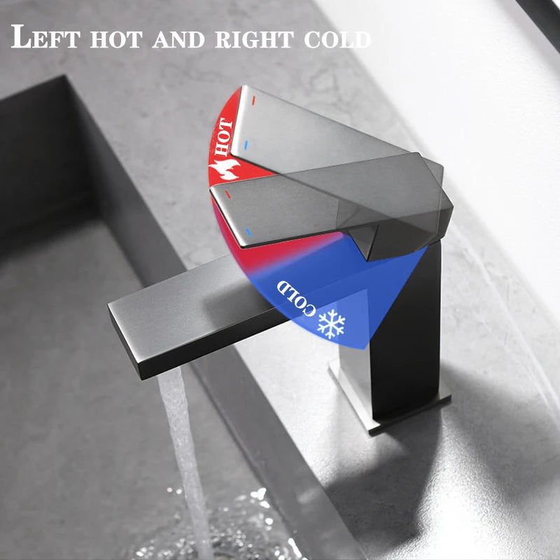 Grey Bathroom Faucet Cold Water Sink Mixer Tap