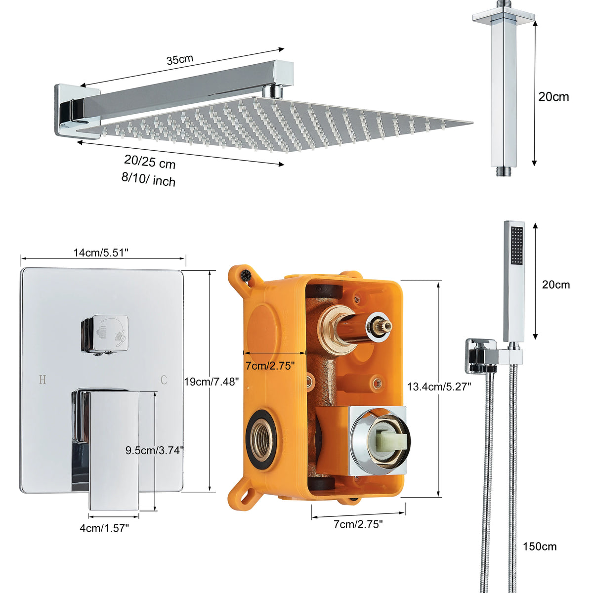 Concealed Chrome Shower Bathroom Shower Faucet Bath Shower