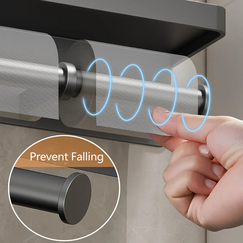 Toilet Paper Holder Wall-Mounted Double Layer Paper Roll