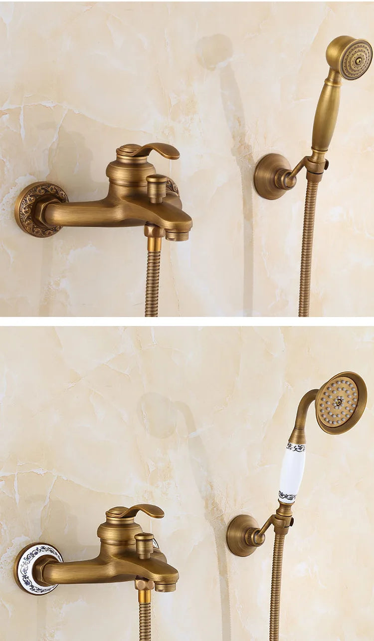 French Brass Simple Shower Spray Handheld Shower Head
