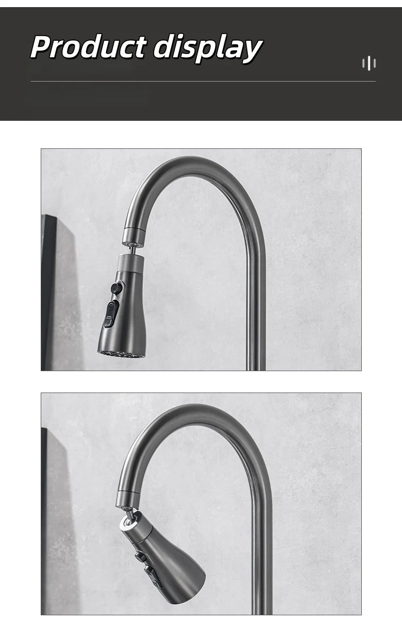 Pull-Out Three-Function Faucet Nozzle Abs Durable Water-Saving