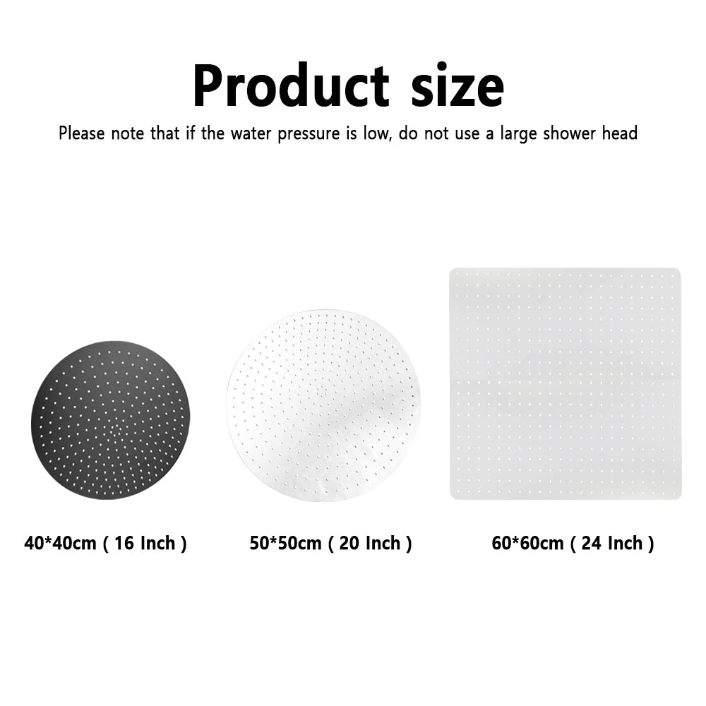 Square Round 16/20/24 Inch Bathroom Shower Head Ultra-Thin