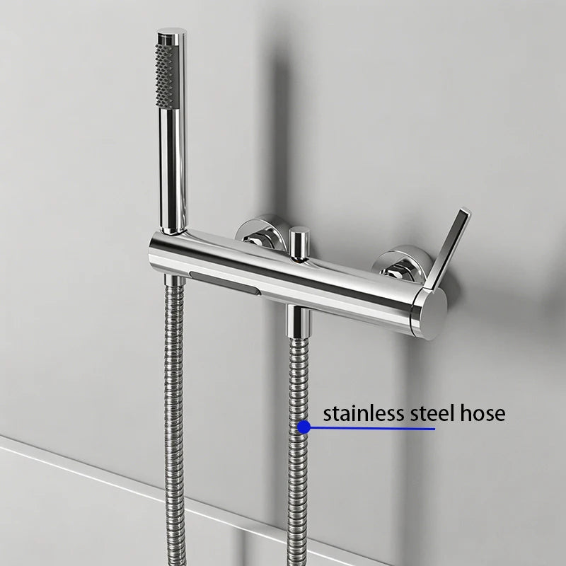 Brushed Gold Bathroom Shower Faucet Wall Mounted Waterfall