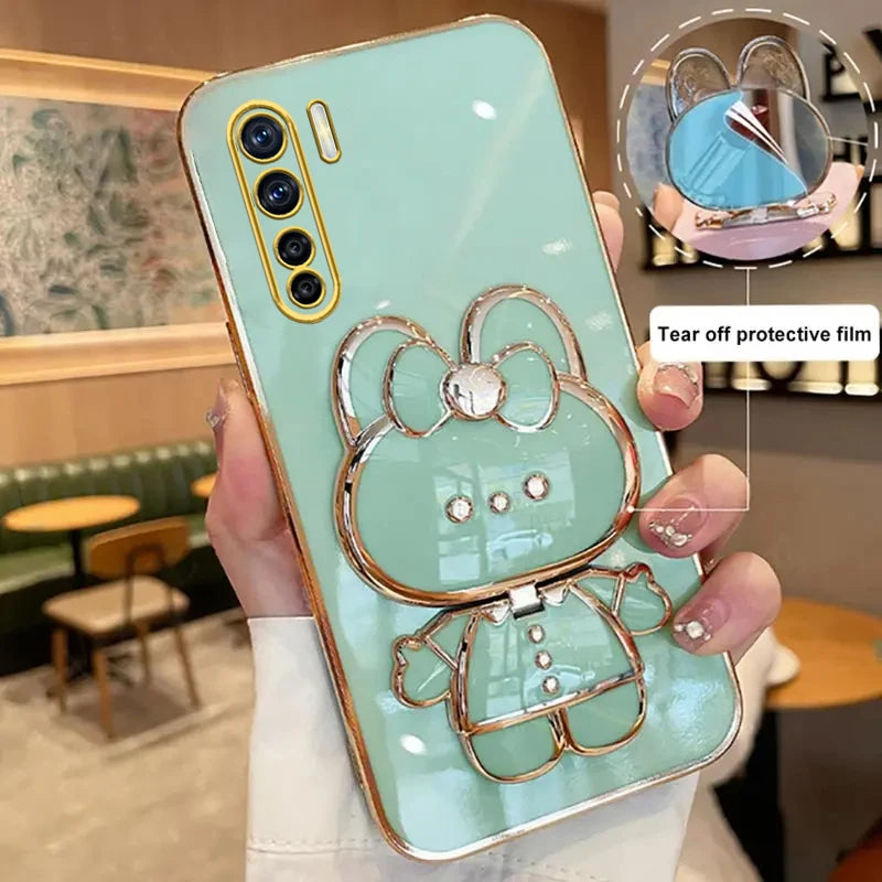 91 Makeup Mirror Cute Rabbit Phone Holder Case