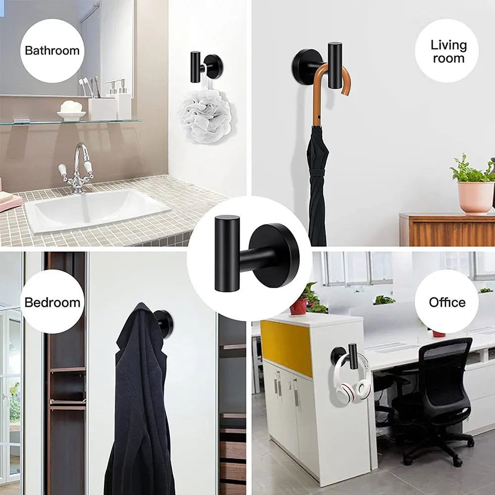 2pcs Polished Bathroom Towel Hooks Stainless Steel Coat