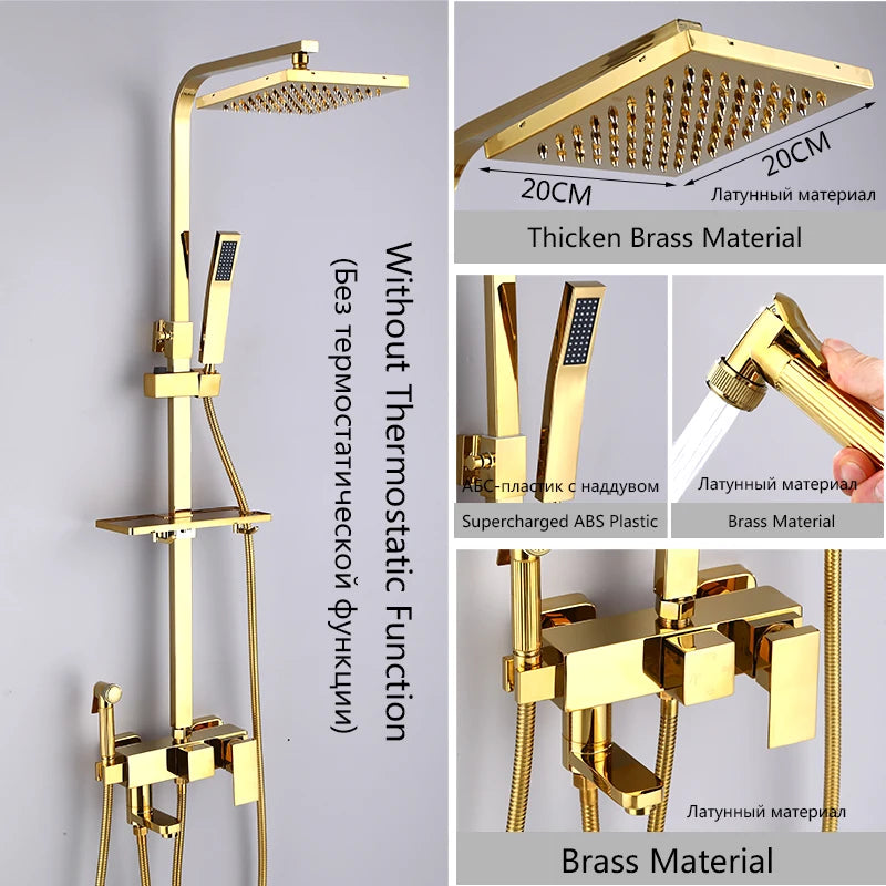Oxg Bright Golden Shower Faucets Bathroom Shower Mixer