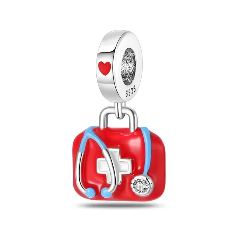 925 Sterling Silver Red Medicine Cabinet Pendant Charms