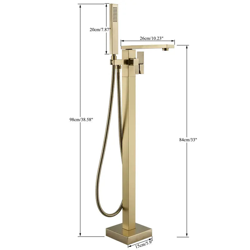 Matte Black Square Bathtub Shower Faucets Floor Standing
