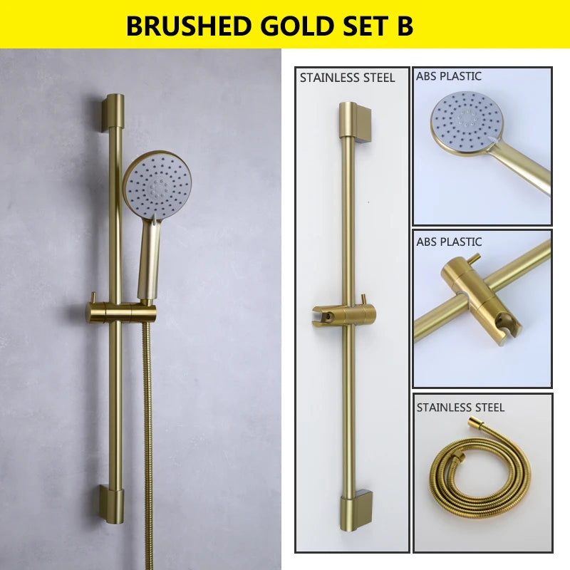 Slide Bar Hand Shower Brushed Matt Gold Functions