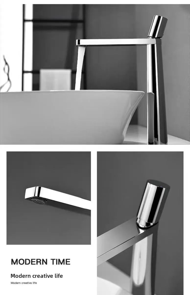 Elegant Black Handle Bathroom Faucet - Stainless Steel