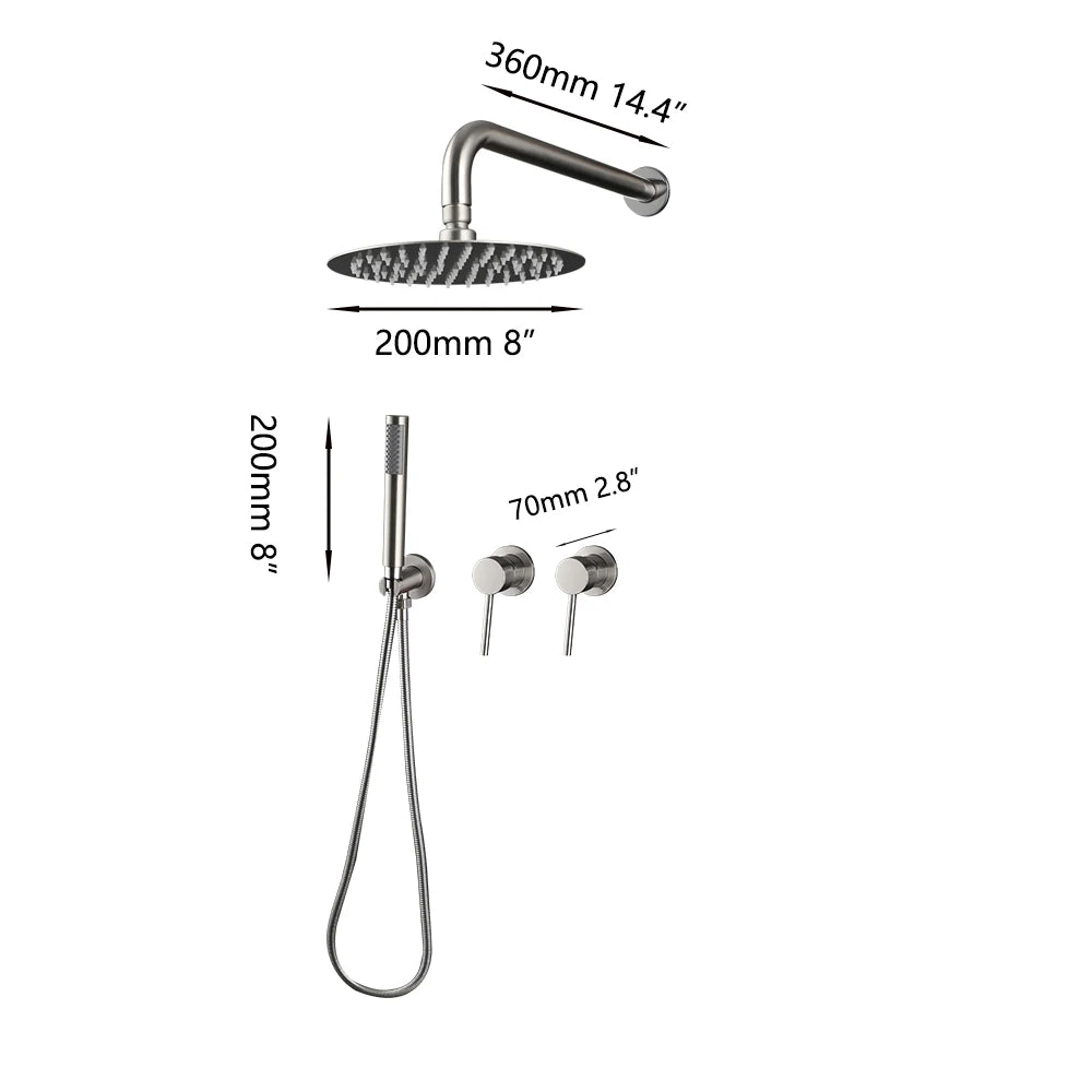 Monite Rainfall Shower Faucet Brushed Nickel Bathroom Shower