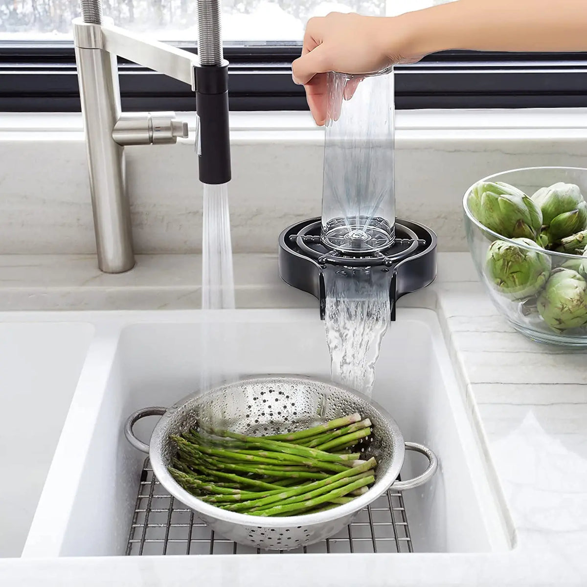 Abs High Pressure Automatic Glass Cup Washer Sink