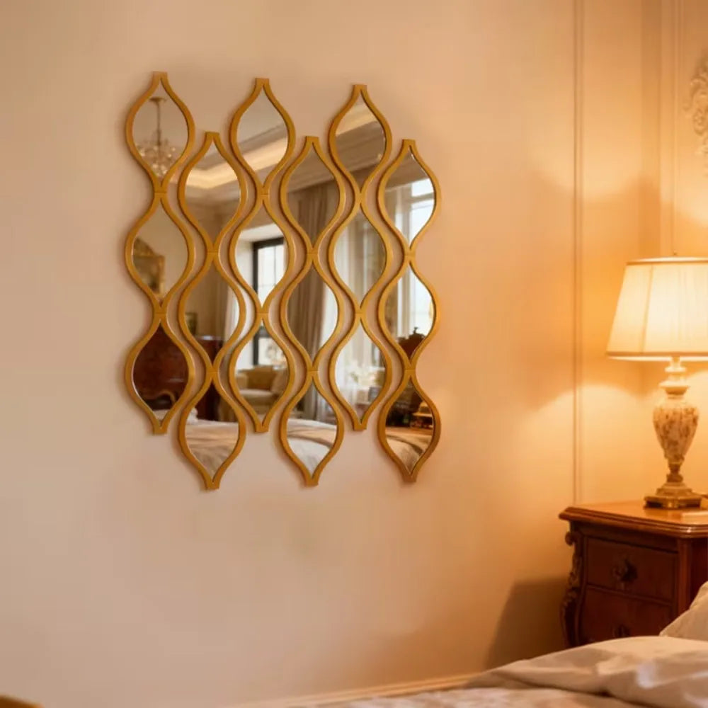6/12pcs Gold Teardrop Wall Mirror Combinationartisticdecorative