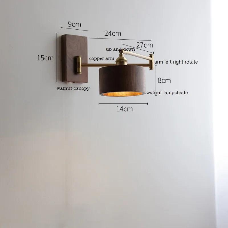 Iwhd Walnut Ash Wood Led Wall Lamp Sconce
