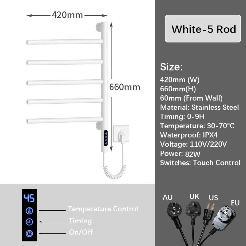 Bathroom Fast Dry Electric Towel Rack Smart Temperature