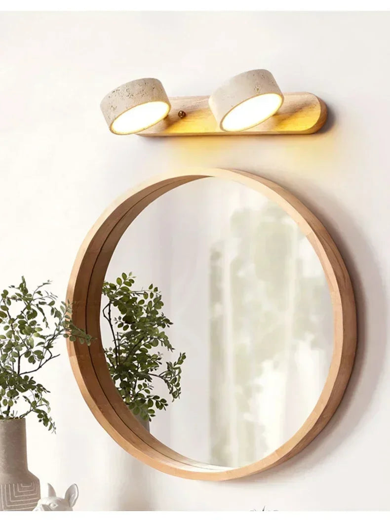 Rotatable Led Vanity Mirror Light Wabi Sabi Travertine