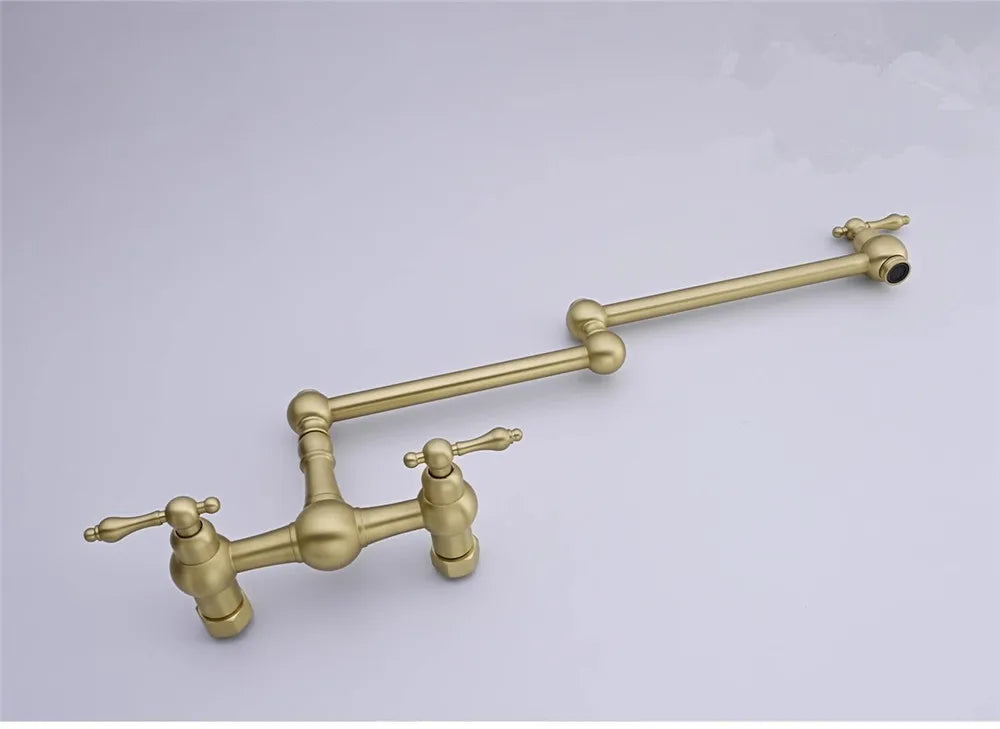 Brushed Gold Pot Filler Tap Black Foldable Faucet