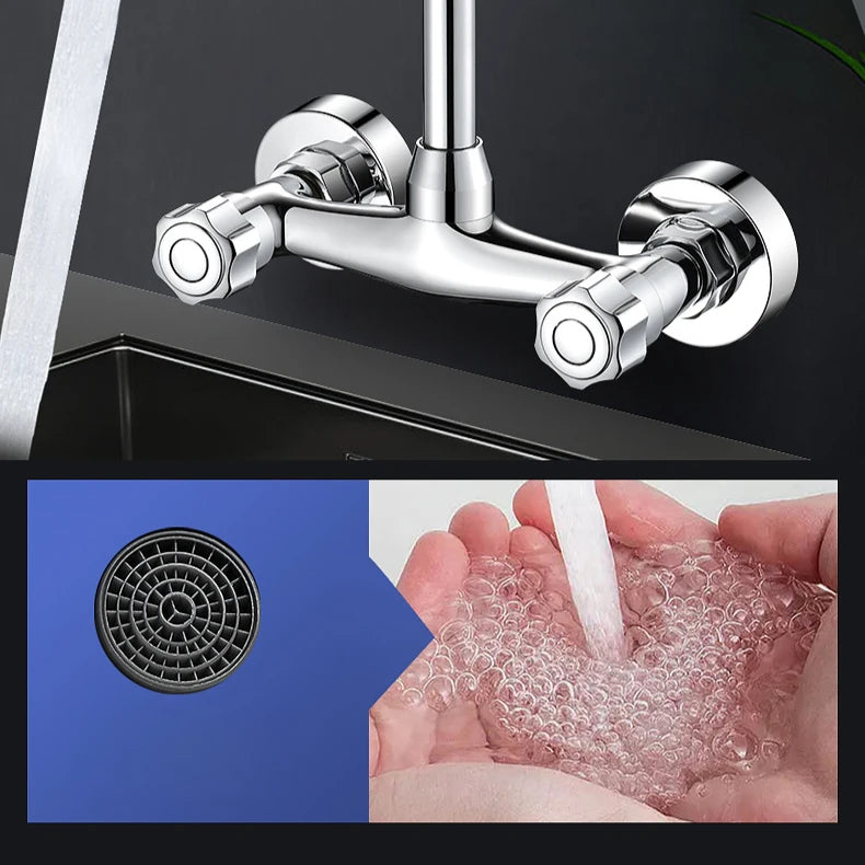 Wall Mounted Mixer Tap Double Handle Faucets Cold