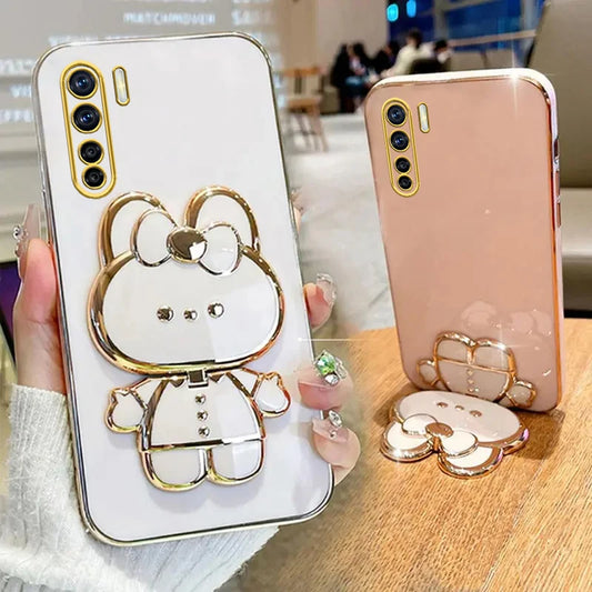 91 Makeup Mirror Cute Rabbit Phone Holder Case