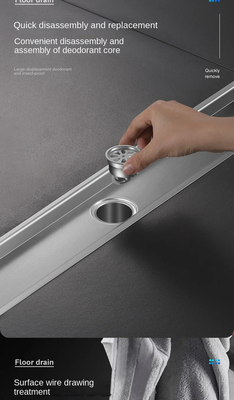 Luxury Hidden 304 Stainless Steel Rectangular Floor Drain