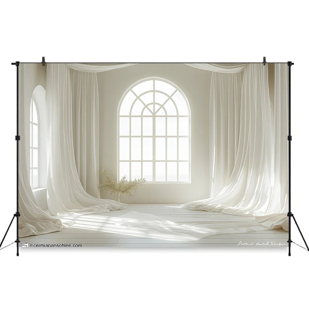 White Gauze Curtains Background Wedding Bride Shower Photography