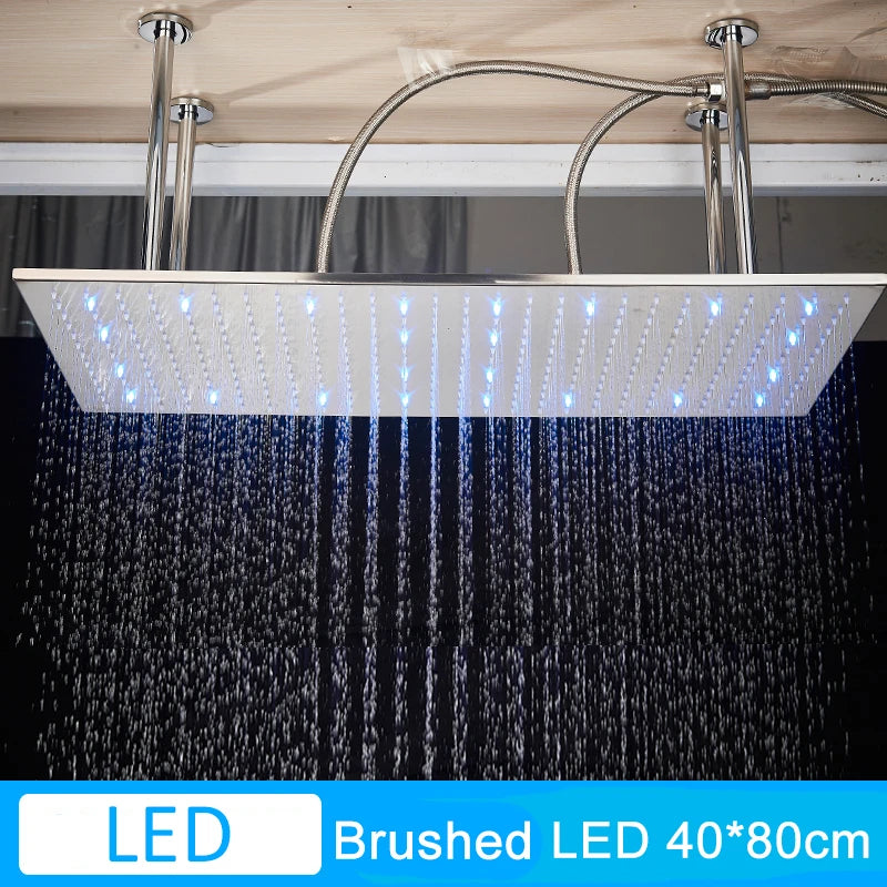Luxury Brushed Nickel/Chrome/Black Led 16inch Rainfall Shower
