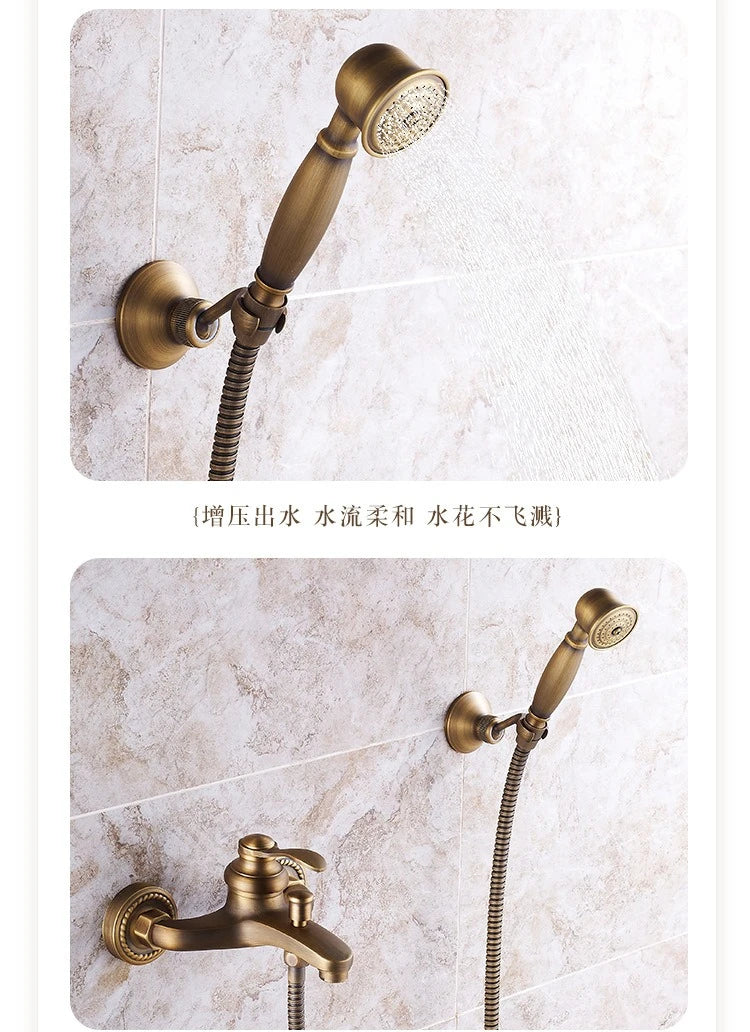Brass Vintage Gold/Black Simple Shower Spray Handheld Shower